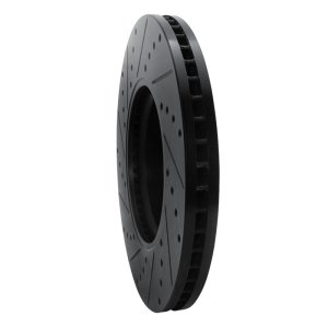 Audi A4 Brake Rotor (1) - Front Right - R1 Concepts - Drilled & Slotted - Black - `11-`17